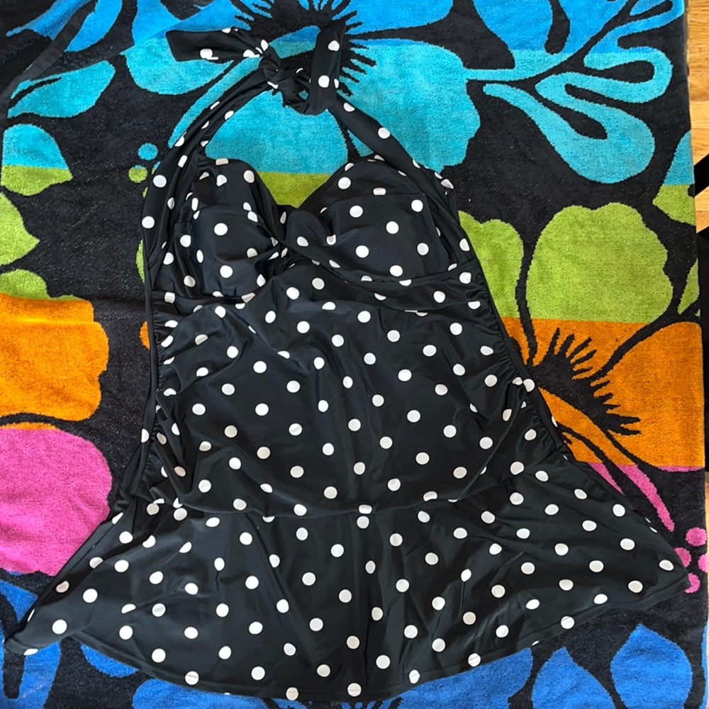 plus size Tummy control dress one piece bathing suit. halter top